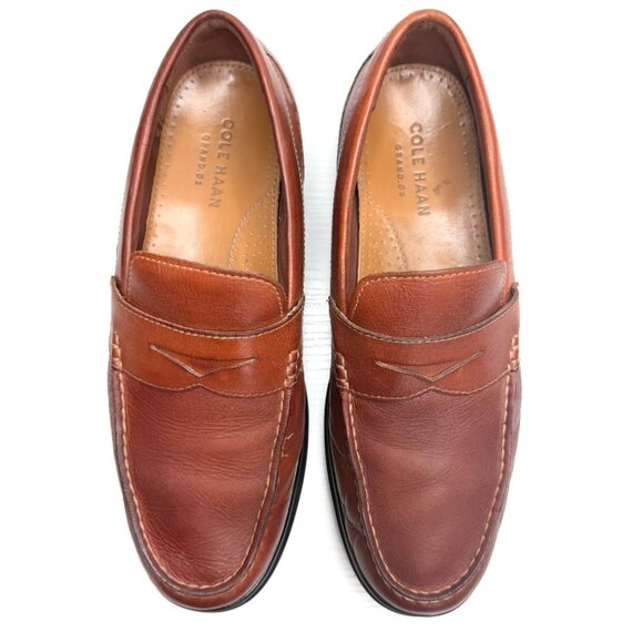 Cole Haan Grand OS Mens 9.5 M Brown Pinch Leather Slip On Penny Loafers Comfort main image 6
